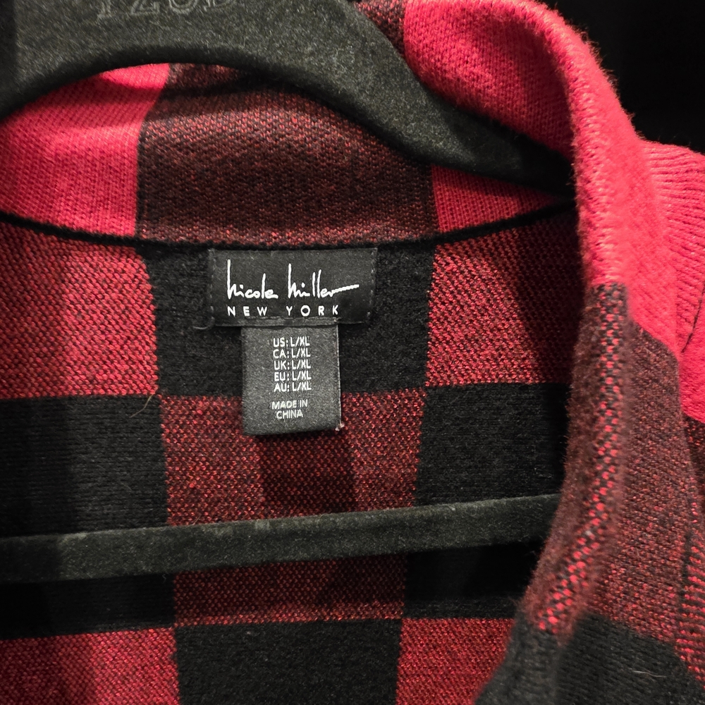 Nicole Miller Red and Black Plaid Shirt